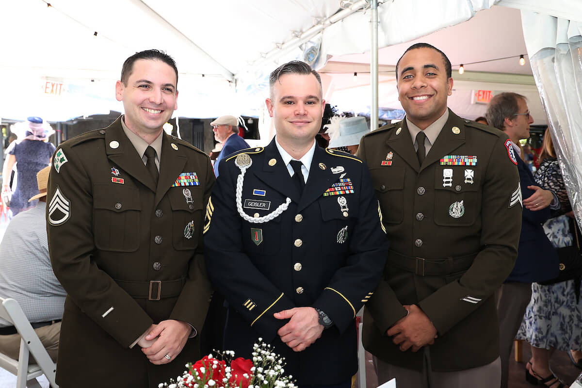 Uniformed Soldiers at the 2023 Monmouth park Charity Fund's KY Derby Celebration